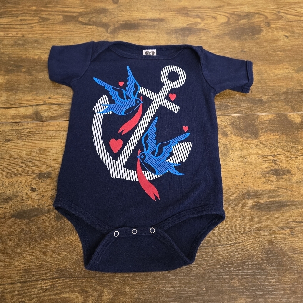 Loungefly Navy Blue Anchor & Birds Bodysuit Size 18-24 Months